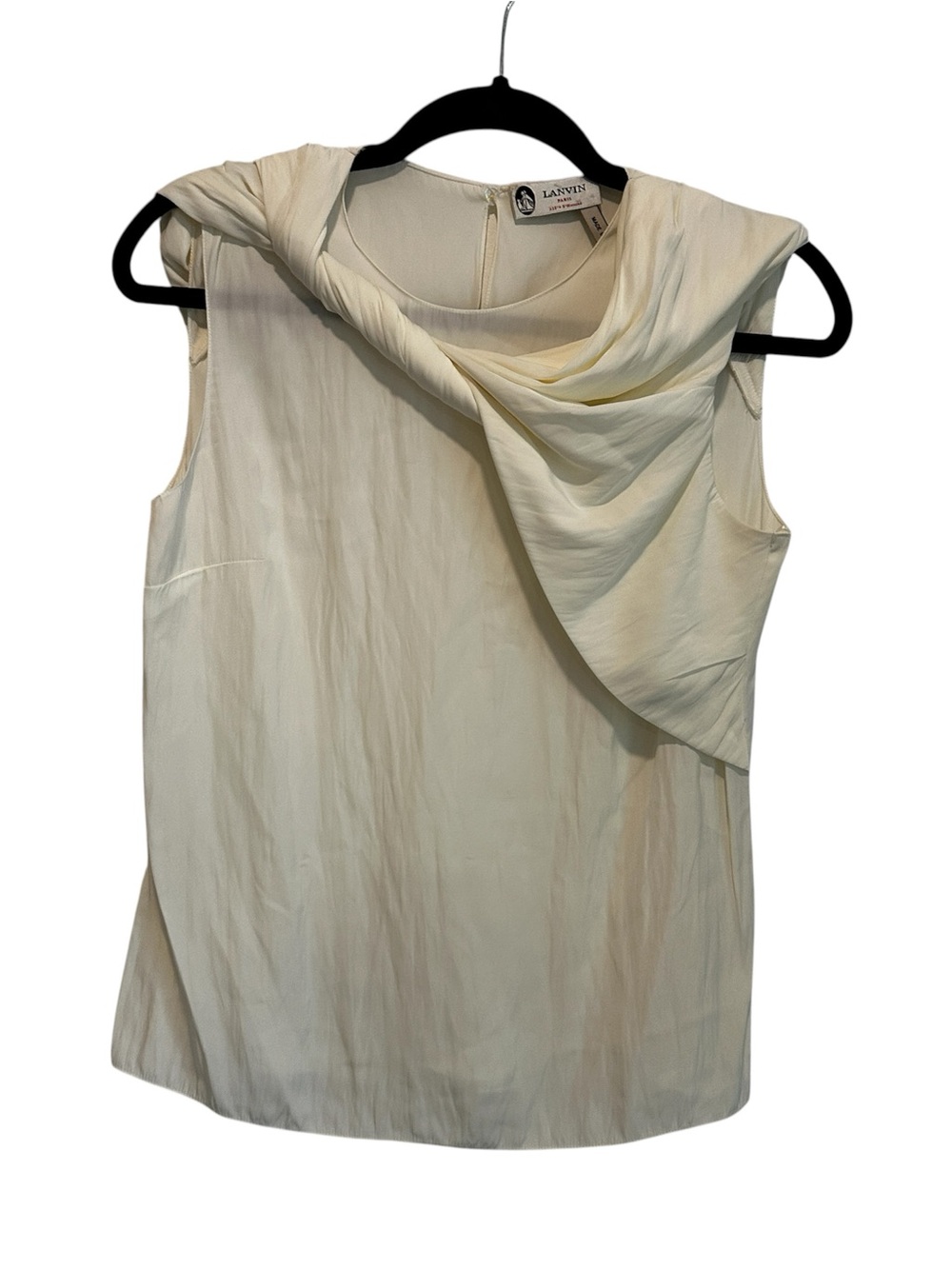Lanvin Cream Silk Blouse with Subtle Pleating